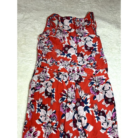 Yumi Kim Beautiful Red Floral 100% Silk Jumpsuit Size Large - Picture 4 of 6